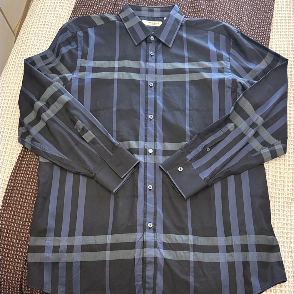 Burberry Navy and Blue Checkered Shirt